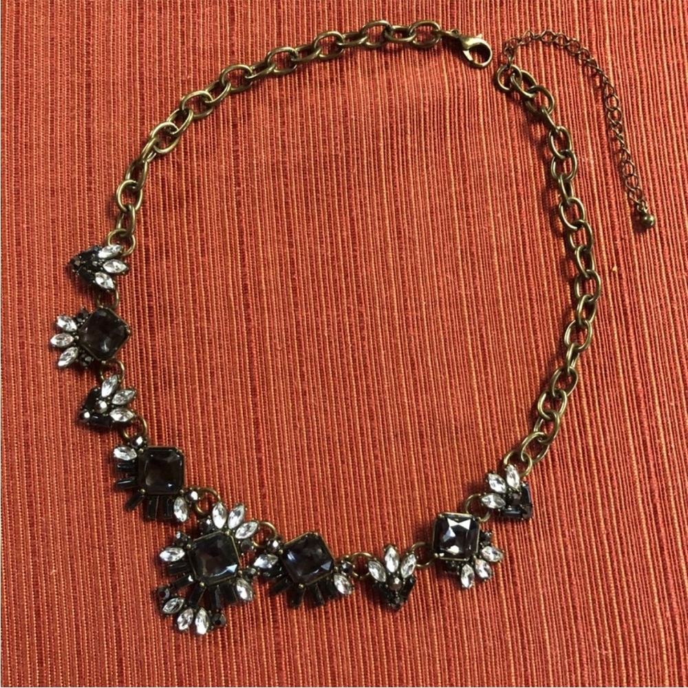 Black & "Diamond" Rhinestone Statement Necklace